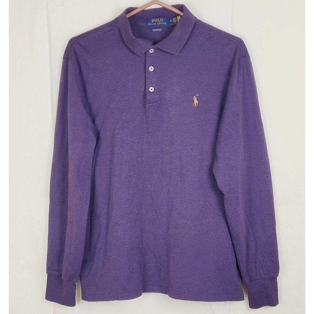 Polo Ralph Lauren purple flesh pony long sleeve polo Size Medium Preppy Casual